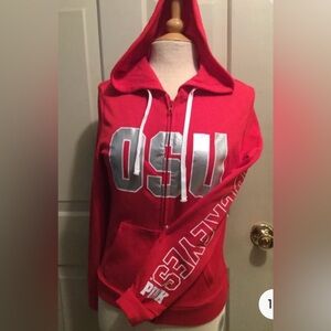 Victoria’s Secret PINK Red Ohio State Buckeyes Zipup Hoodie Sweatshirt Small